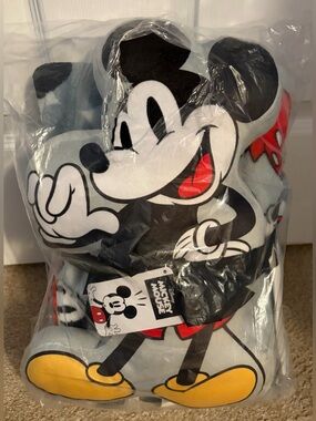 Disney Mickey Mouse Shaped Pillow & Throw New